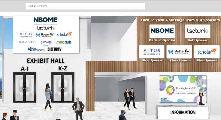 Virtual Exhibit Hall Lobby – Denver, CO – AACOM Hybrid Event – ImageAV