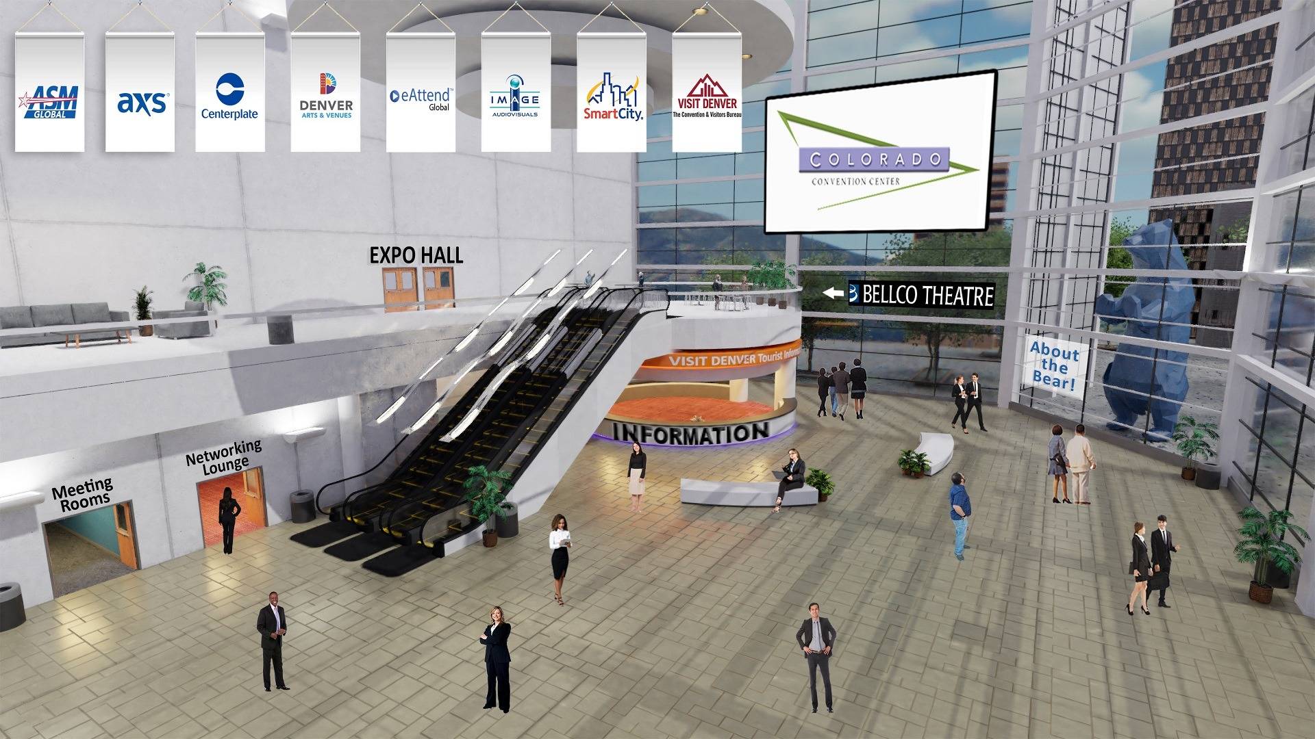 Virtual experience platform mimicking the Colorado Convention Center venue in Denver